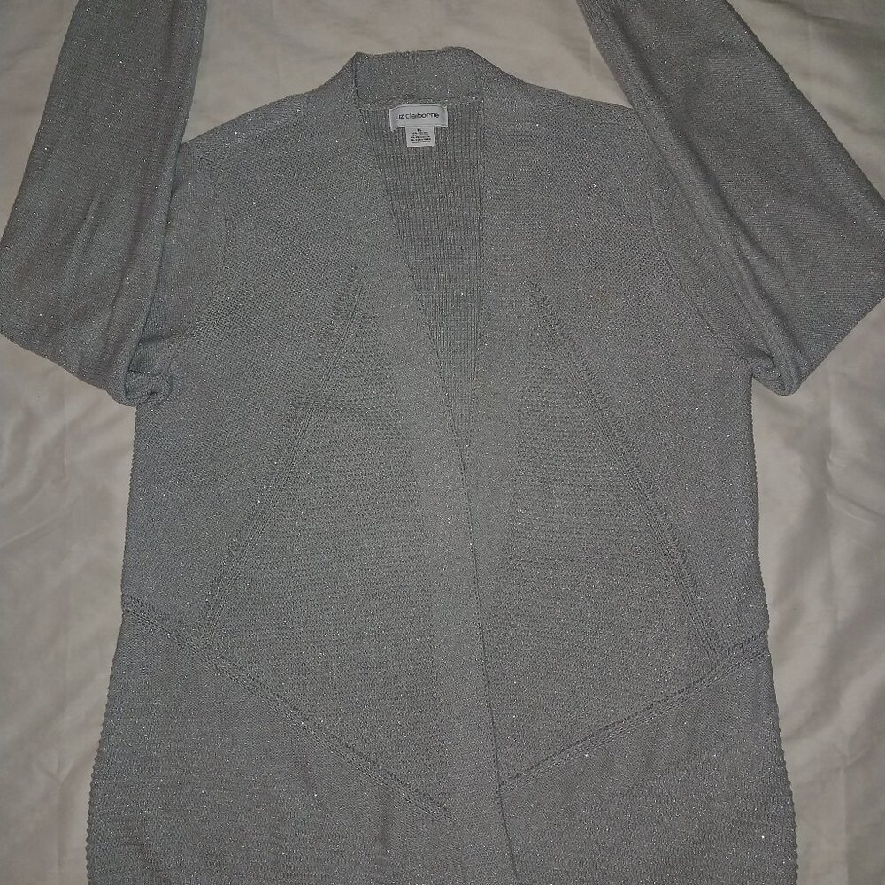 Liz Claiborne Metallic Thread Women's Open Cardigan – Size XL